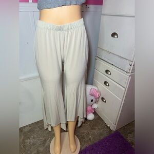 Cream Wide-Leg Pants
